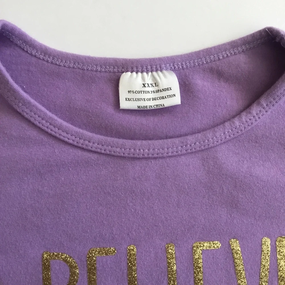 Girl’s Unicorn T-Shirt Short Sleeve Purple Size XXXL